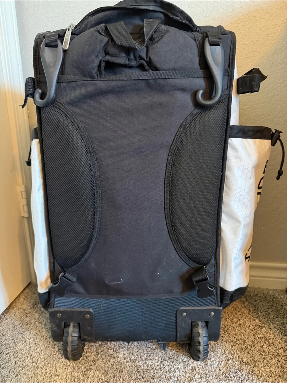 Black and white boombah softball bag